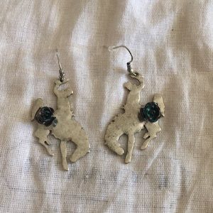 Bucking horse earrings